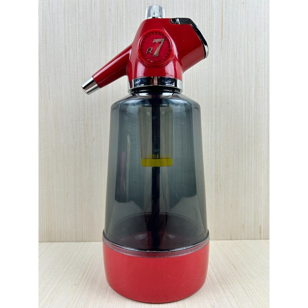 Vintage Sparklets Syphon Seltzer Bottle Soda Water Red Line Chrome England MCM